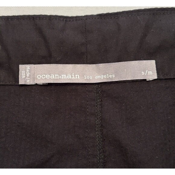 OCEAN+MAIN Black Straight Leg Pants Women Small/Med Drawstring Cotton Casual - Picture 2 of 11